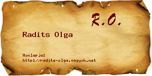 Radits Olga névjegykártya